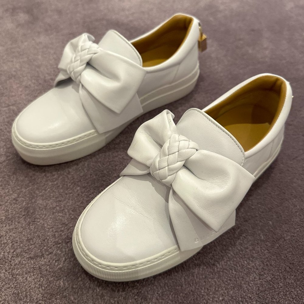 Buscemi White Sip on Sneakers with Bow and Locket Detail- Size 35